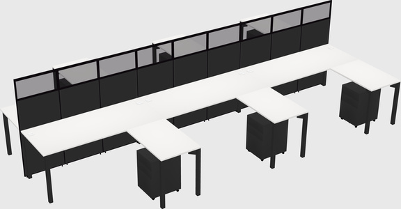 Shared l-shape cubicle