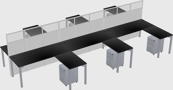Shared l-shape cubicle