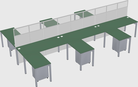 Shared l-shape cubicle