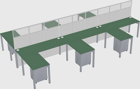 Shared l-shape cubicle