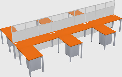 Shared l-shape cubicle