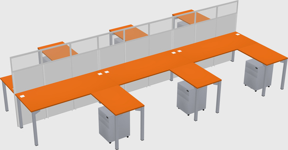 Shared l-shape cubicle
