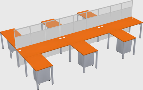 Shared l-shape cubicle