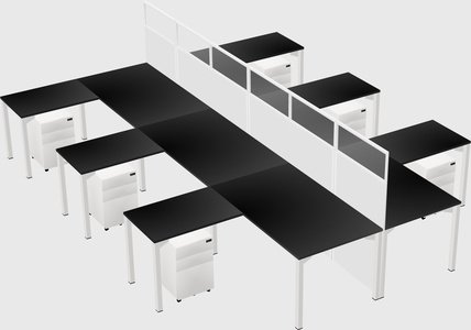 Shared l-shape cubicle