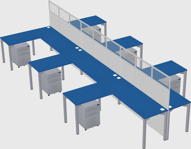 Shared l-shape cubicle