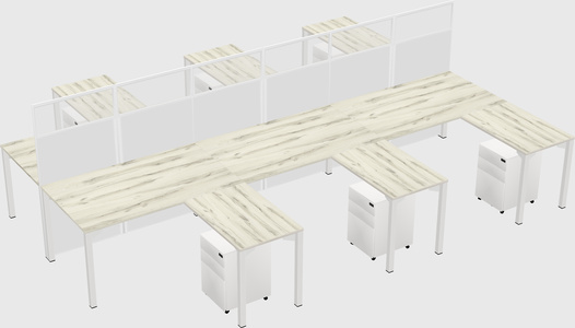 Shared l-shape cubicle
