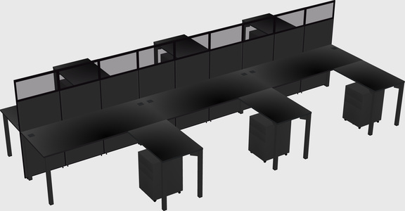 Shared l-shape cubicle