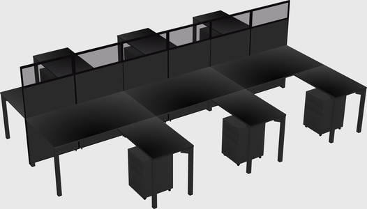 Shared l-shape cubicle