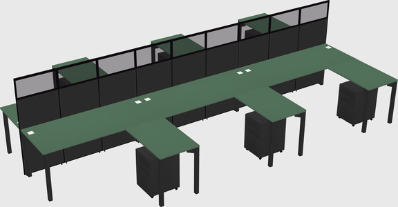 Shared l-shape cubicle