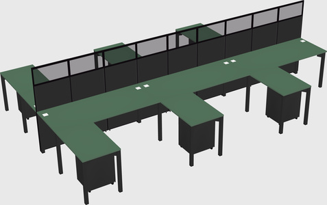 Shared l-shape cubicle