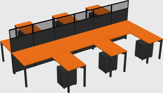 Shared l-shape cubicle