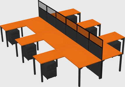 Shared l-shape cubicle