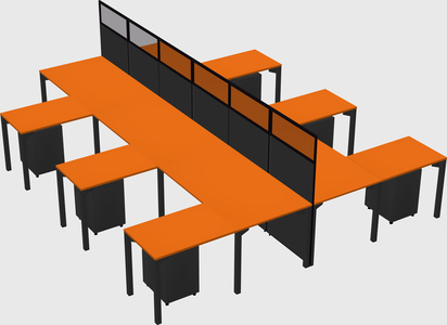 Shared l-shape cubicle