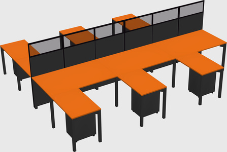 Shared l-shape cubicle