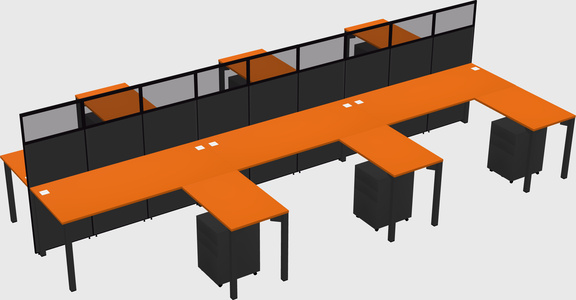 Shared l-shape cubicle