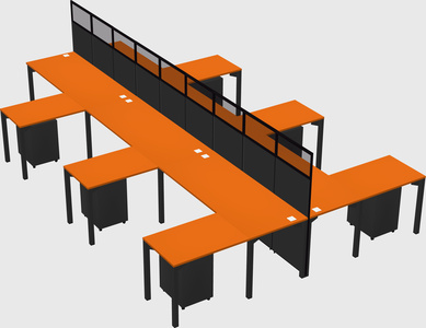 Shared l-shape cubicle