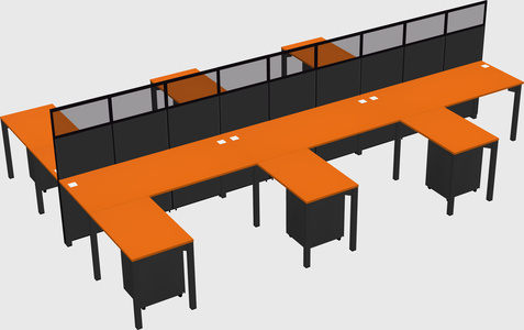 Shared l-shape cubicle