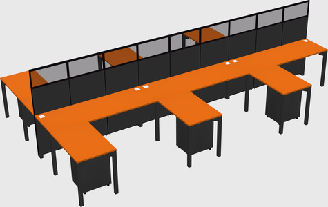 Shared l-shape cubicle
