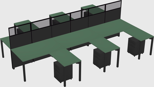 Shared l-shape cubicle