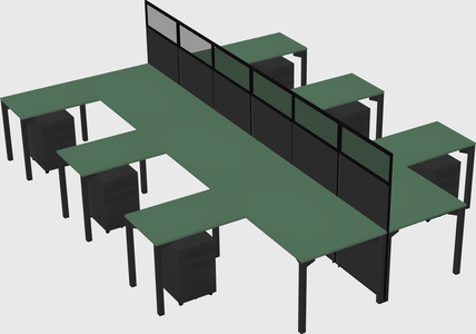 Shared l-shape cubicle