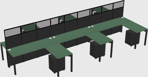Shared l-shape cubicle