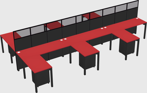 Shared l-shape cubicle