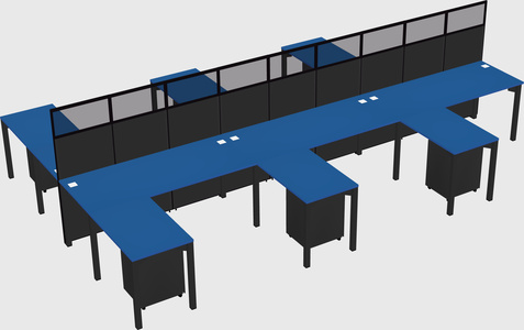 Shared l-shape cubicle