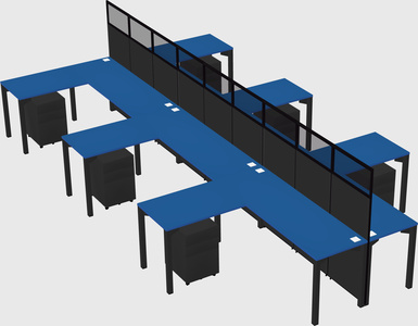 Shared l-shape cubicle