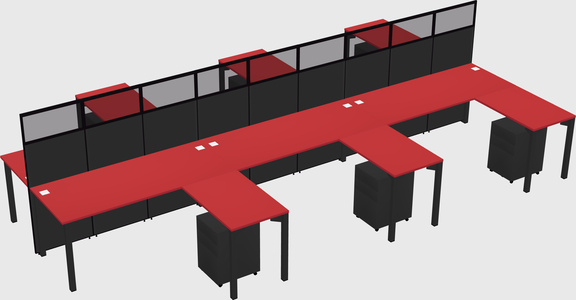 Shared l-shape cubicle
