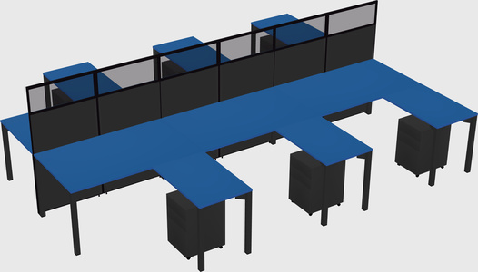 Shared l-shape cubicle