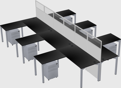 Shared l-shape cubicle