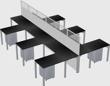 Shared l-shape cubicle