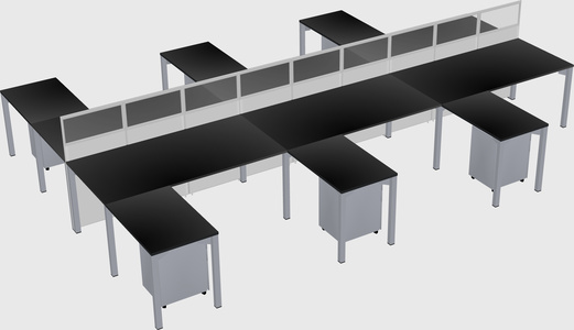 Shared l-shape cubicle