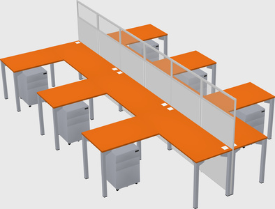 Shared l-shape cubicle