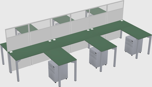 Shared l-shape cubicle