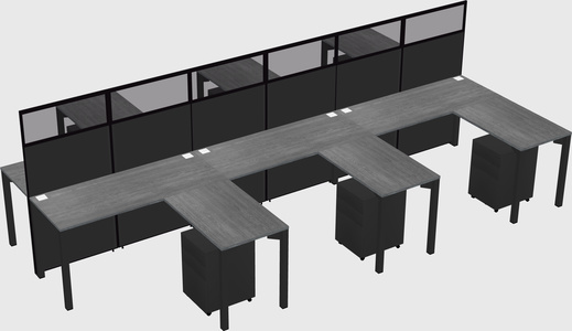 Shared l-shape cubicle
