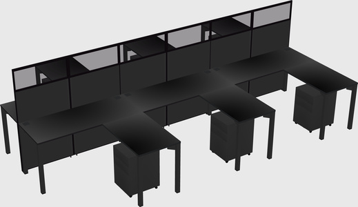 Shared l-shape cubicle