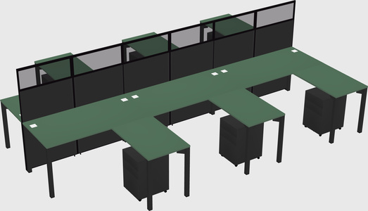 Shared l-shape cubicle