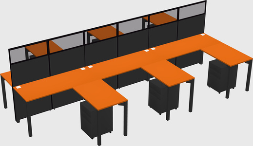 Shared l-shape cubicle