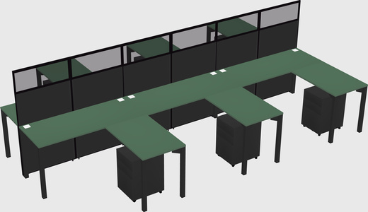 Shared l-shape cubicle