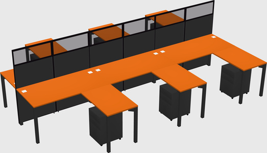 Shared l-shape cubicle