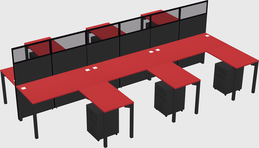 Shared l-shape cubicle