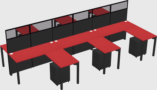 Shared l-shape cubicle
