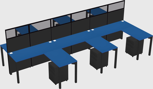 Shared l-shape cubicle