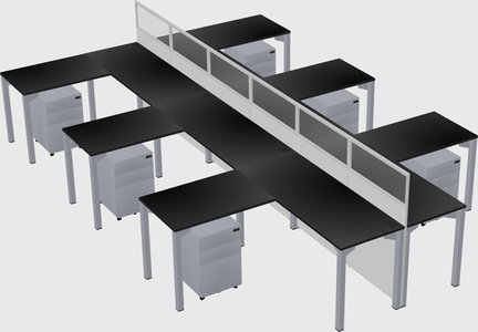 Shared l-shape cubicle