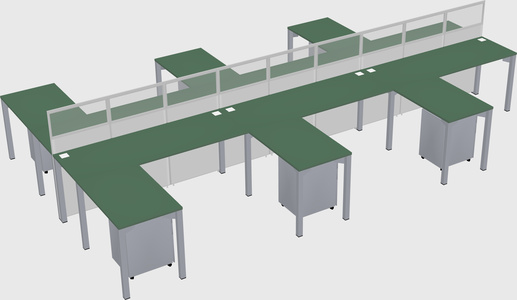 Shared l-shape cubicle