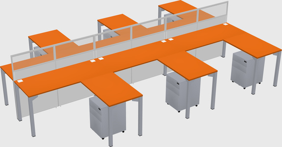 Shared l-shape cubicle