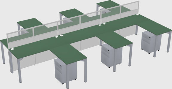 Shared l-shape cubicle