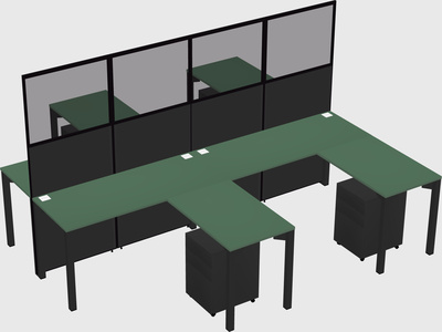 Shared l-shape cubicle