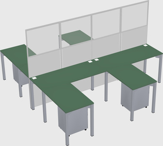 Shared l-shape cubicle
